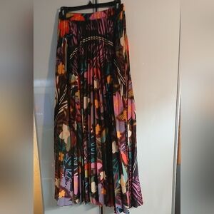 Brand New without Tags Johnny Was MultiColor Pleated Maxi Skirt Cocktail